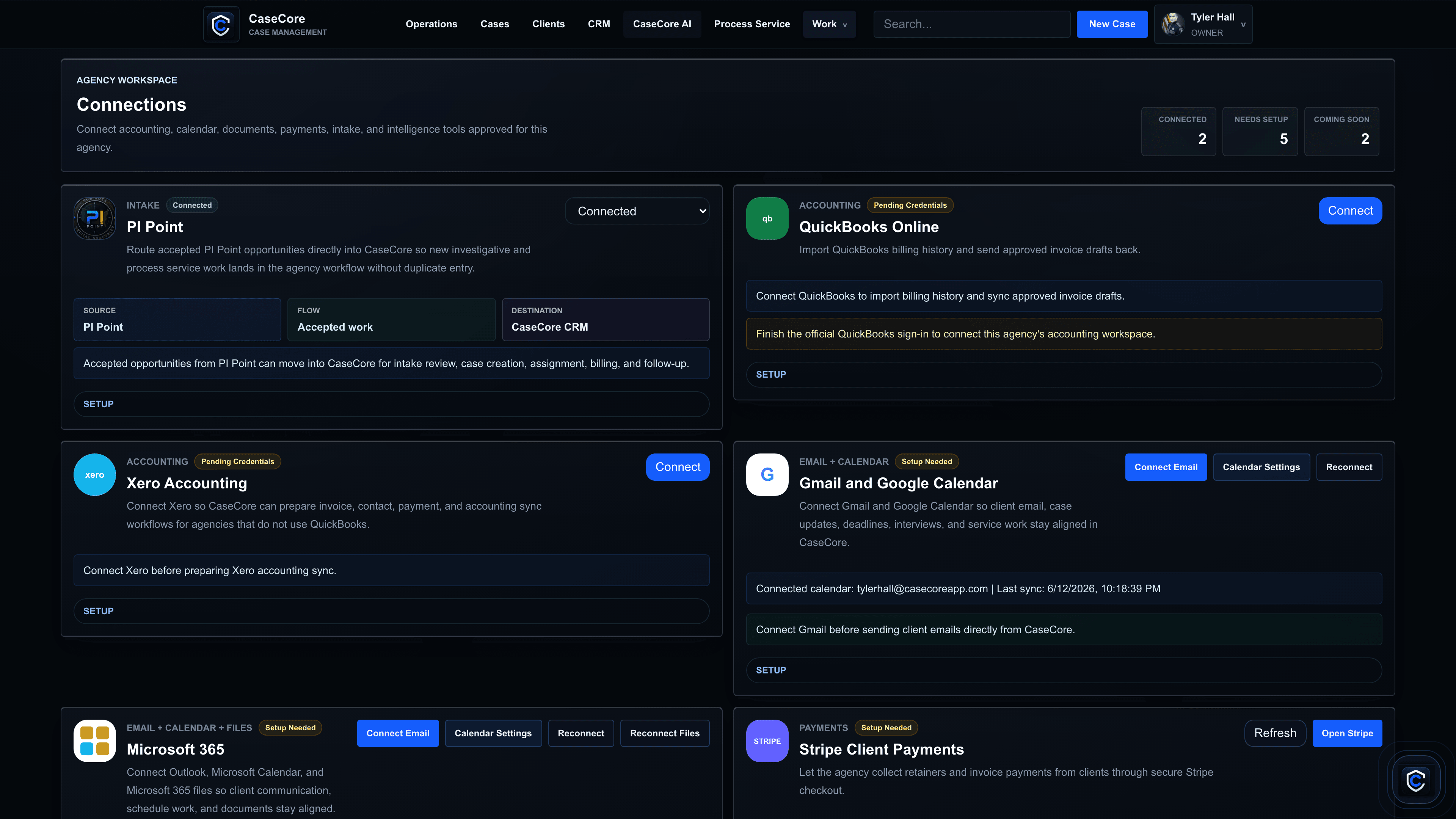 CaseCore integrations workspace