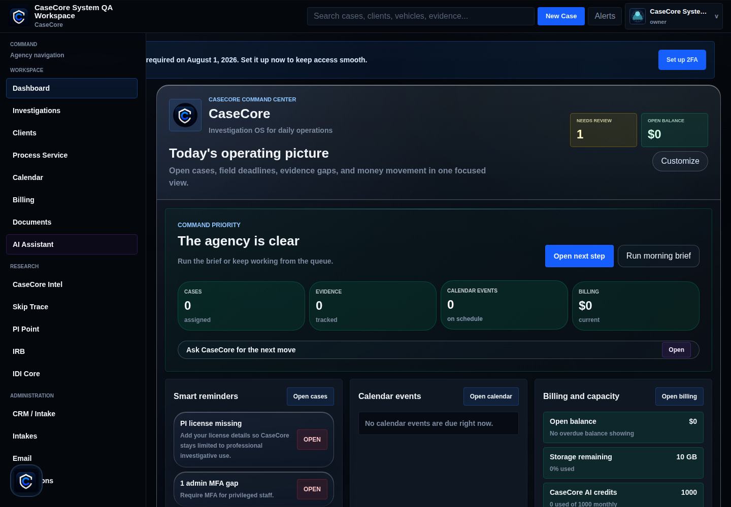 CaseCore connected workflow preview